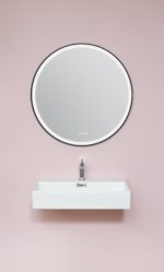Billede af vores Torino spejl med lys - Ø:80cm